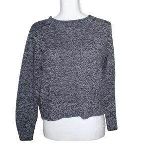 H&M Mock Neck Ribbed Cropped Charcoal Gray Sweater
